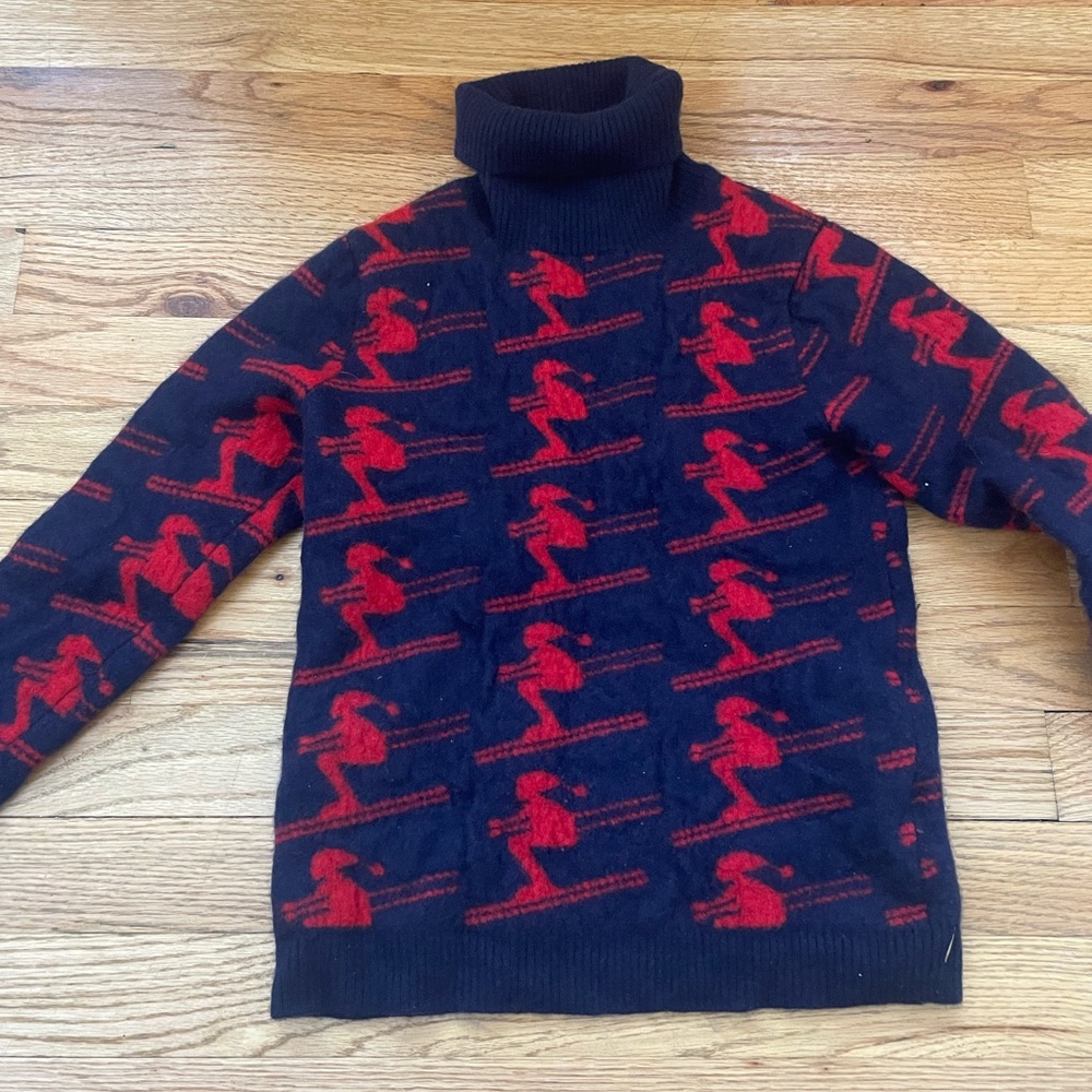 Kids' Black and Red Ski Pattern Turtleneck Sweater